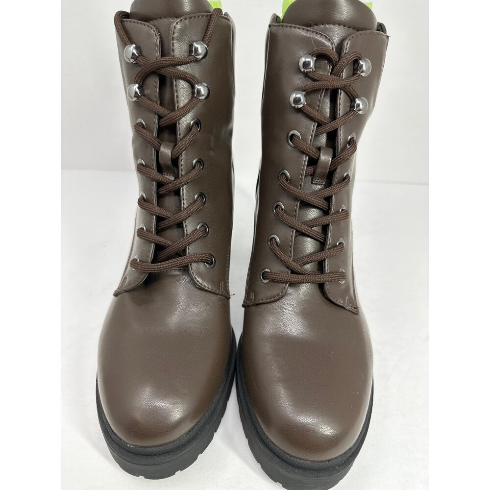 Aerosoles Esen Combat Boots Women’s 9.5 Brown Lace-Up 3” Block Heel New - Picture 2 of 9